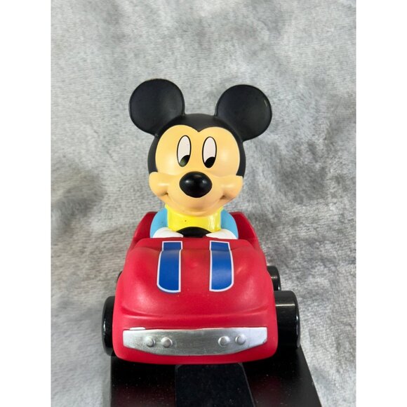 Disney Mickey Mouse in Red Race Car w/ Blue Stripes - Picture 1 of 14